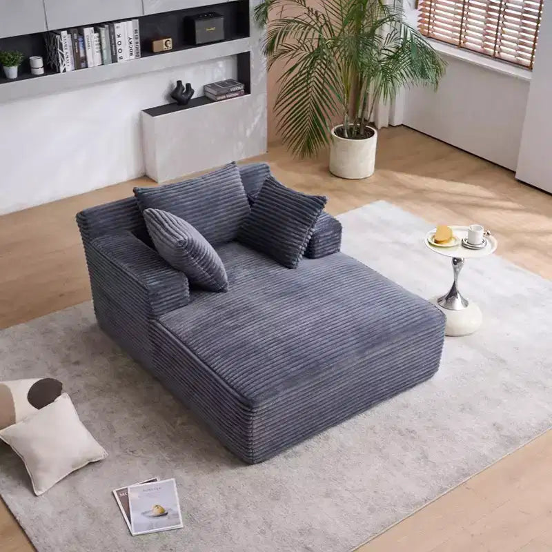 Okak Modern Oversized Corduroy Longue Sleeper Sofa Chair with Pillows,Deep Seat Single Sofa for Living Room,Apartment,Guestroom