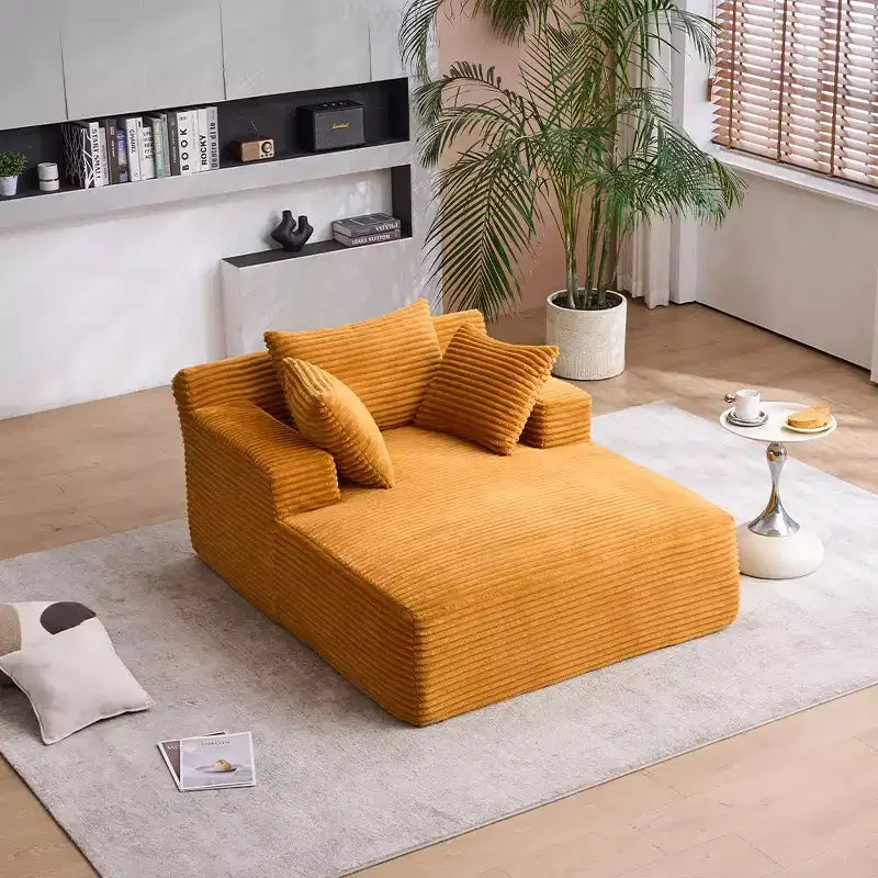 Okak Modern Oversized Corduroy Longue Sleeper Sofa Chair with Pillows,Deep Seat Single Sofa for Living Room,Apartment,Guestroom