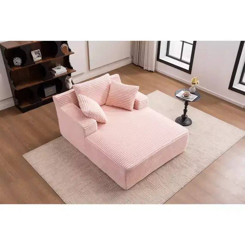 Okak Modern Oversized Corduroy Longue Sleeper Sofa Chair with Pillows,Deep Seat Single Sofa for Living Room,Apartment,Guestroom