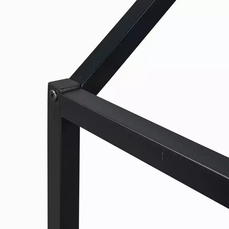 Metal Montessori Bed with Door and Fence Rails, House Floor Bed Frame for Kids and Toddlers