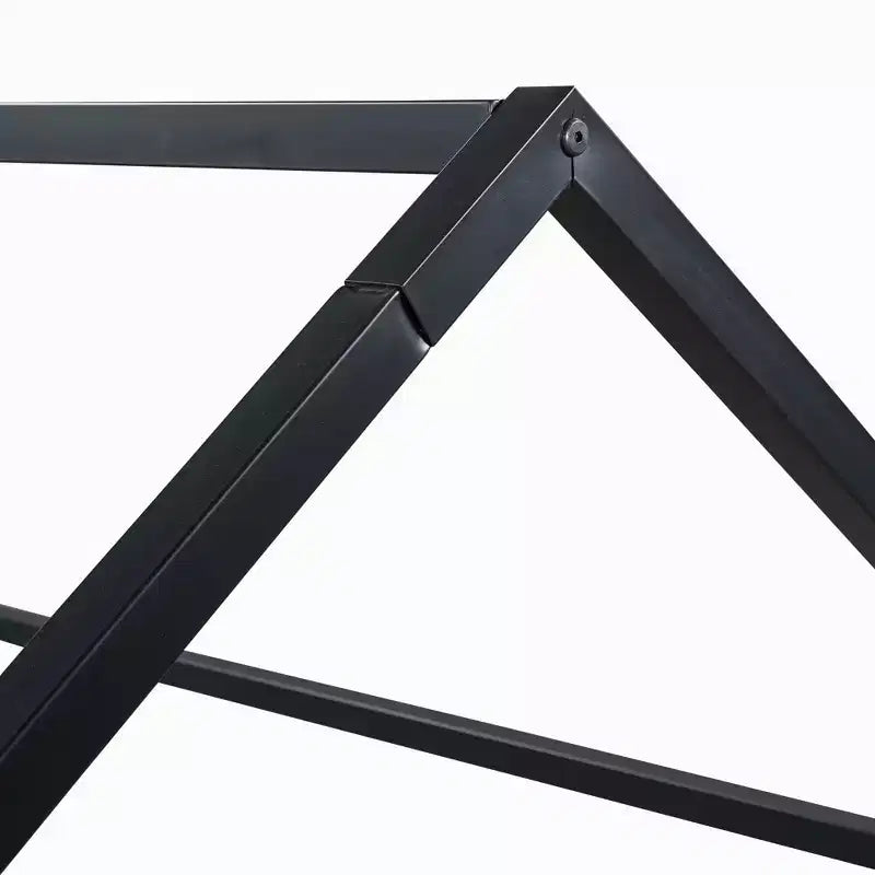 Metal Montessori Bed with Door and Fence Rails, House Floor Bed Frame for Kids and Toddlers