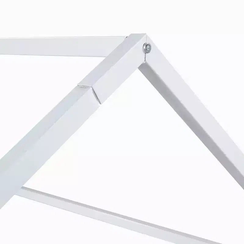 Metal Montessori Bed with Door and Fence Rails, House Floor Bed Frame for Kids and Toddlers