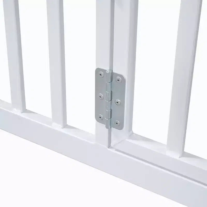 Metal Montessori Bed with Door and Fence Rails, House Floor Bed Frame for Kids and Toddlers