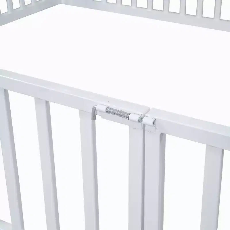 Metal Montessori Bed with Door and Fence Rails, House Floor Bed Frame for Kids and Toddlers