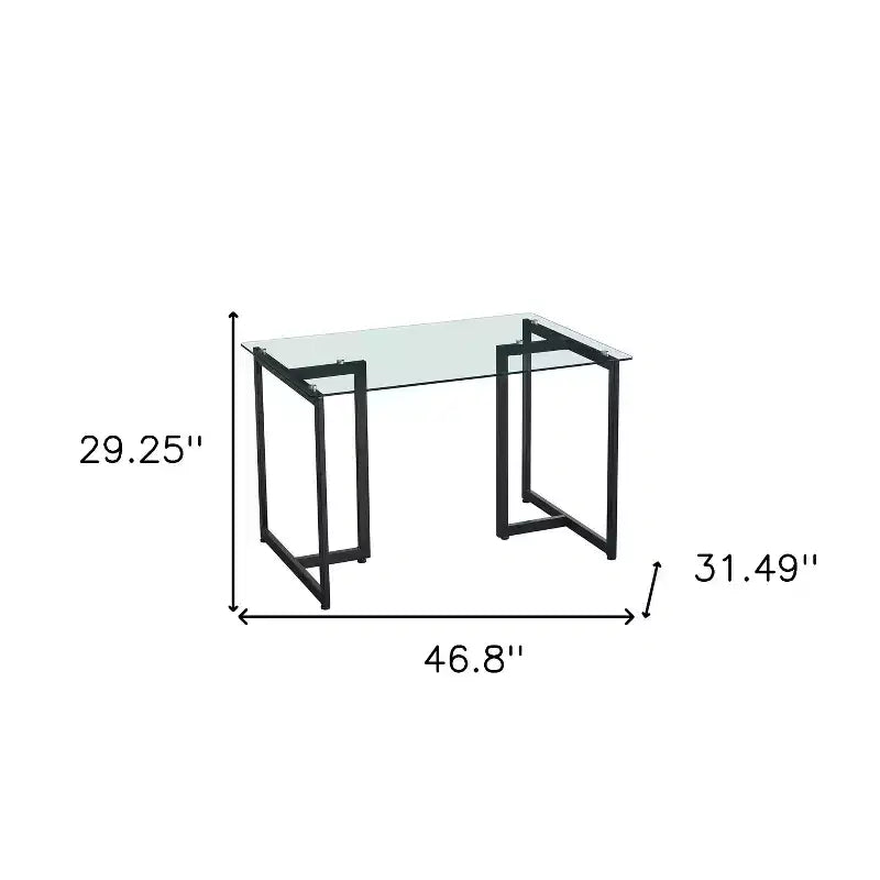 Clear And Black Glass And Metal Dining Table