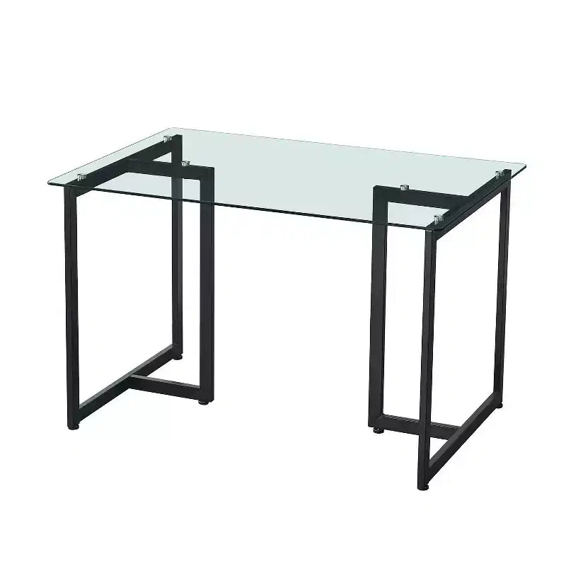 Clear And Black Glass And Metal Dining Table