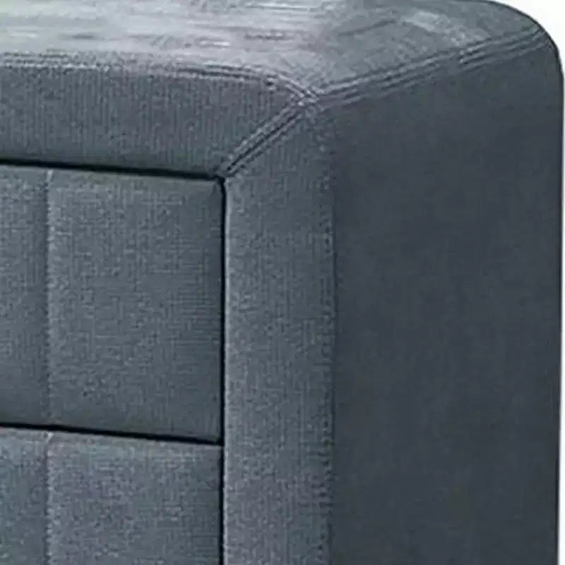 Nightstand, 2 Drawer, 22 Inch, Slate Gray Brushed Linen Upholstery