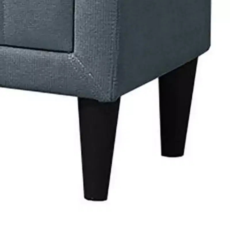 Nightstand, 2 Drawer, 22 Inch, Slate Gray Brushed Linen Upholstery