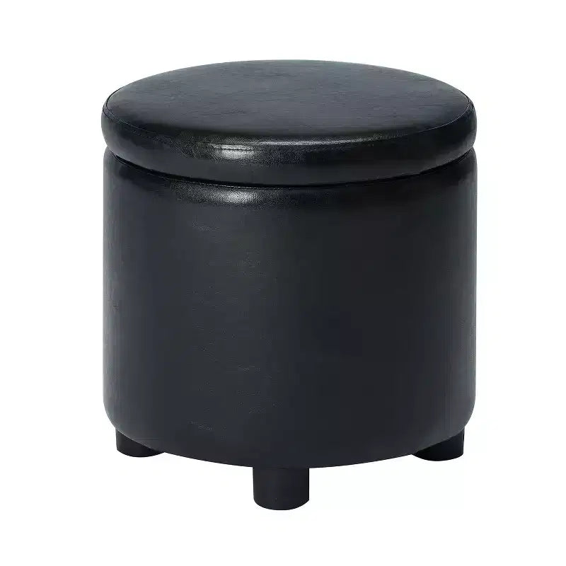 HomeStock Comfort Round Accent Storage Ottoman with Reversible Tray Lid
