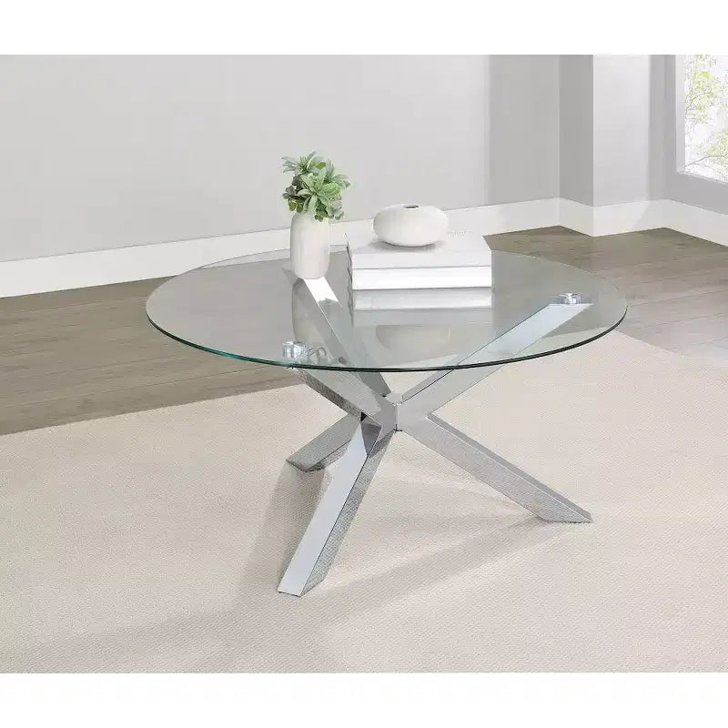 Coaster,Kenzie Round Tempered Glass Top Cocktail Coffee Table