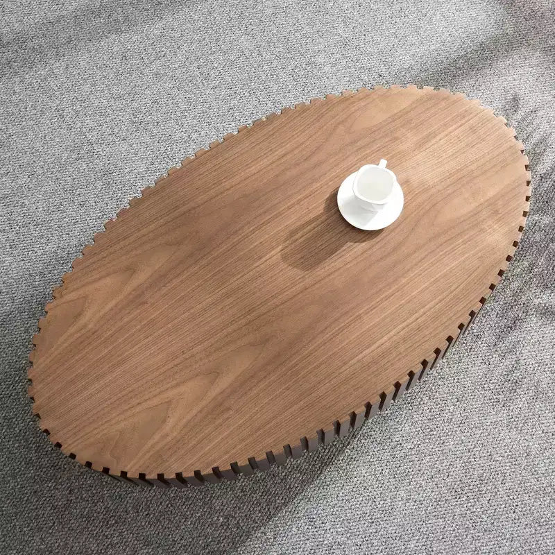 MAYEERTY 43 Inch Modern Drum Oval Coffee Table, MDF Center Table for Living Room Bedroom, Small Space Friendly Coffee Table