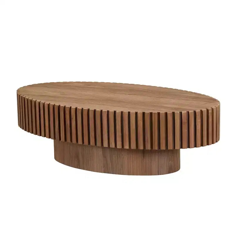 MAYEERTY 43 Inch Modern Drum Oval Coffee Table, MDF Center Table for Living Room Bedroom, Small Space Friendly Coffee Table