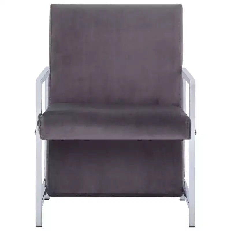 vidaXL Armchair with Chrome Feet Dark Gray Velvet