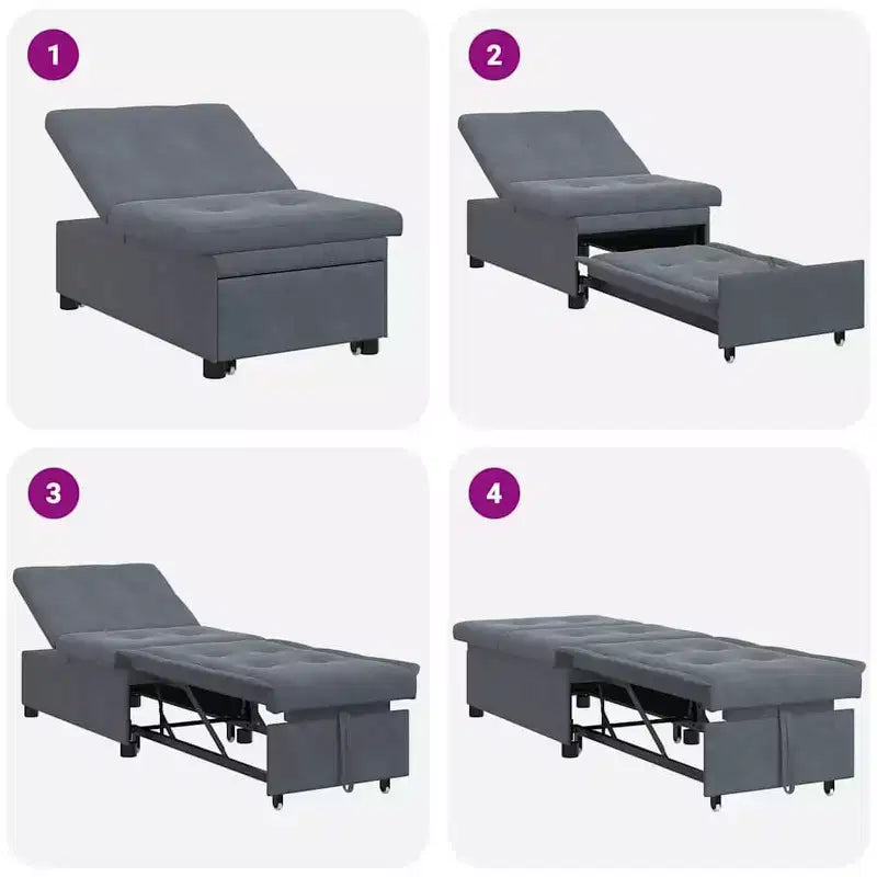 vidaXL Sofa Bed Dark gray 67 x 194 x 38 cm Velvet