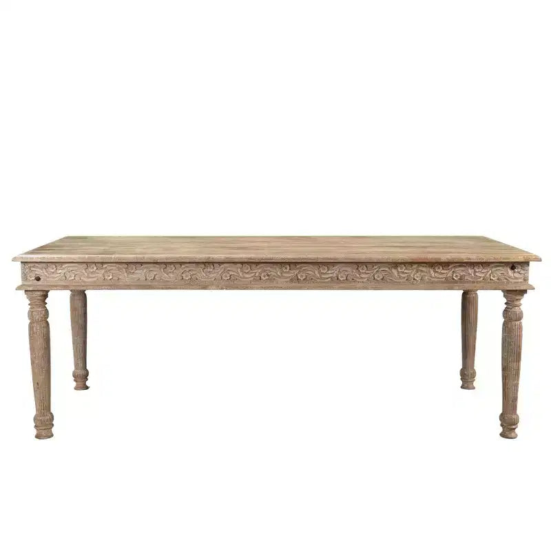 83" Driftwood Carved Dining Table Brown