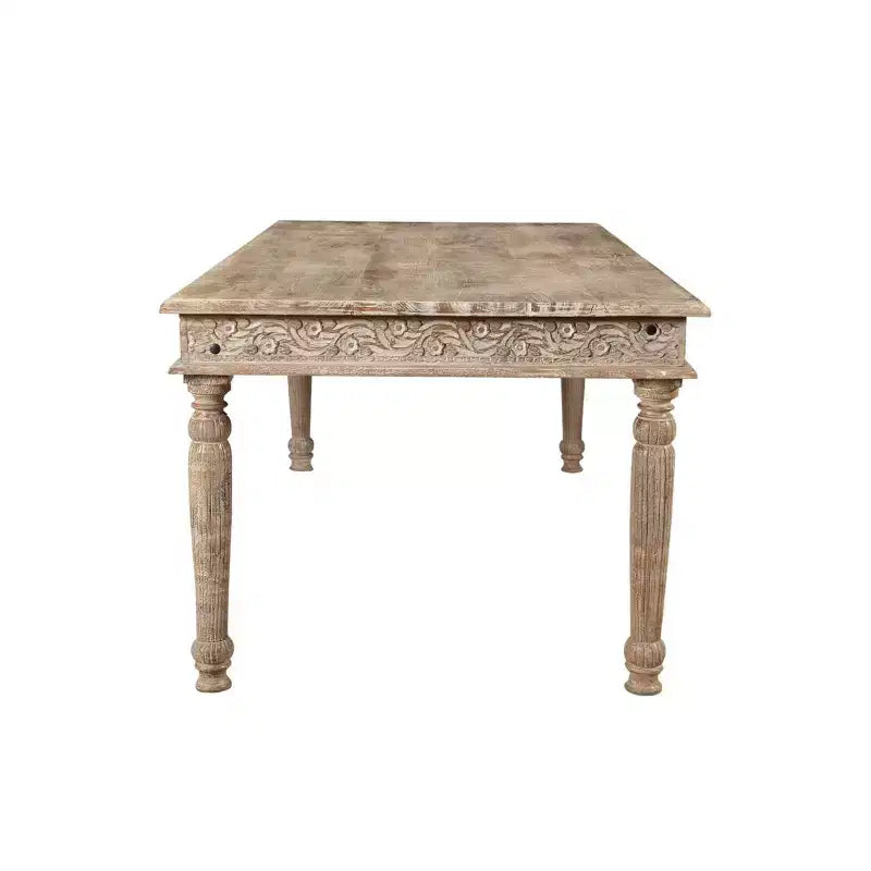 83" Driftwood Carved Dining Table Brown