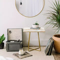 Side Table GoldSteel Frame, Wood Composite Top, Flared Legs