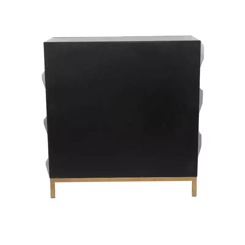 Contemporary Bold Facet Carved Wood Side Cabinet Brown Arched Design, No Assembly Required