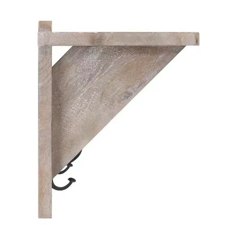 40" Castleton Mango Wood Bench and Coat Hook with Shelf Driftwood