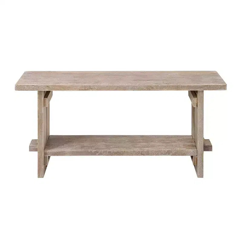 40" Castleton Mango Wood Bench and Coat Hook with Shelf Driftwood