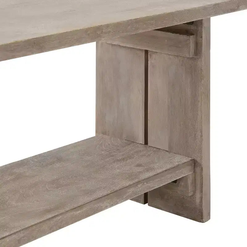 40" Castleton Mango Wood Bench and Coat Hook with Shelf Driftwood