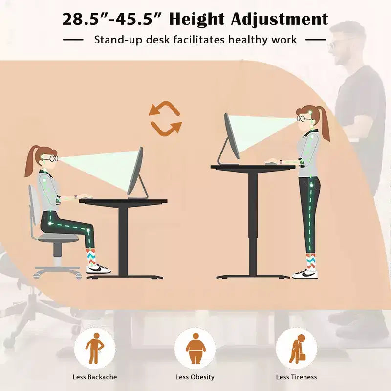 L Shaped Electric Adjustable Standing Desk w/ Controller 2 Hooks Black\Rustic