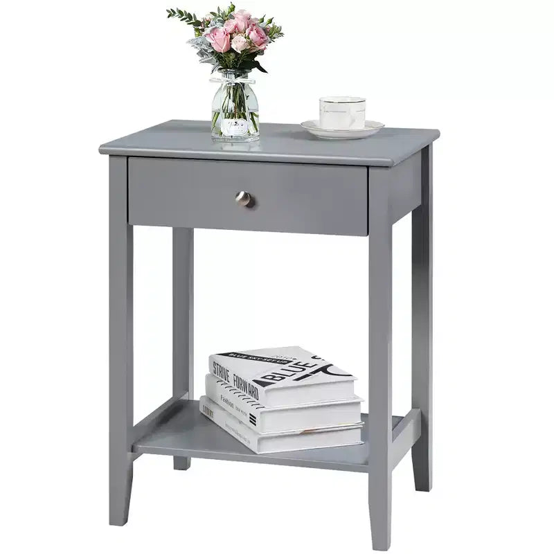 Costway Nightstand End Table Storage Display Bedroom Furniture Drawer Shelf Beside White\Brown\Grey