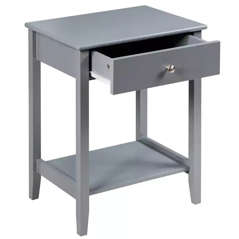 Costway Nightstand End Table Storage Display Bedroom Furniture Drawer Shelf Beside White\Brown\Grey
