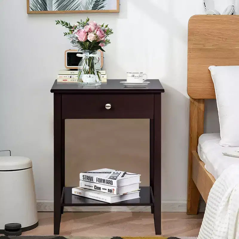 Costway Nightstand End Table Storage Display Bedroom Furniture Drawer Shelf Beside White\Brown\Grey