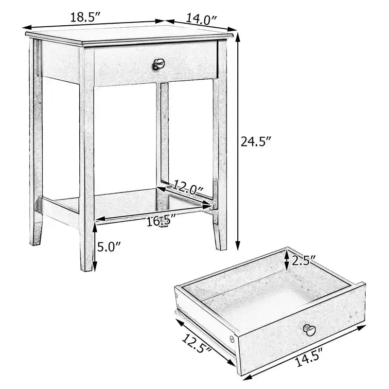 Costway Nightstand End Table Storage Display Bedroom Furniture Drawer Shelf Beside White\Brown\Grey