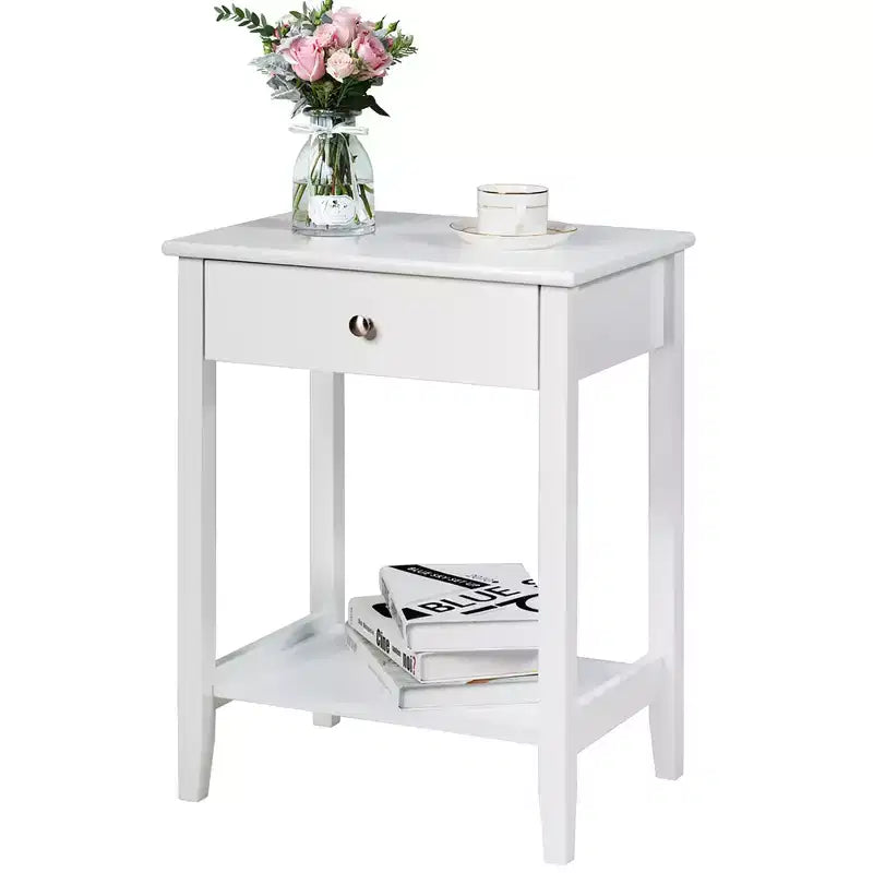 Costway Nightstand End Table Storage Display Bedroom Furniture Drawer Shelf Beside White\Brown\Grey