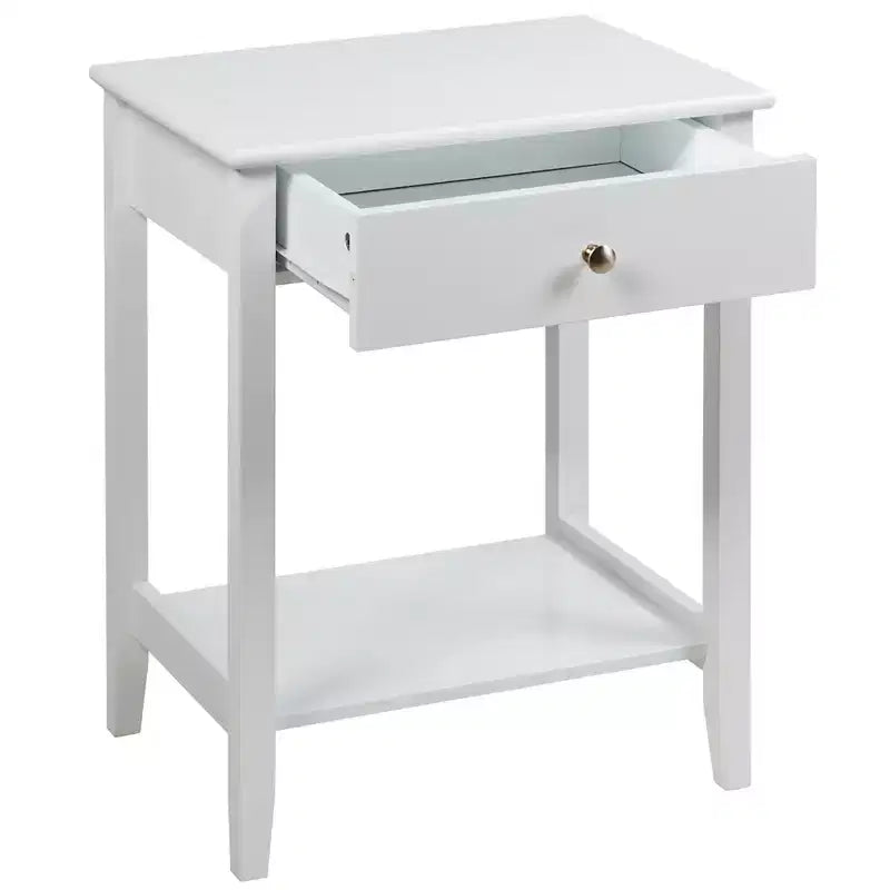 Costway Nightstand End Table Storage Display Bedroom Furniture Drawer Shelf Beside White\Brown\Grey