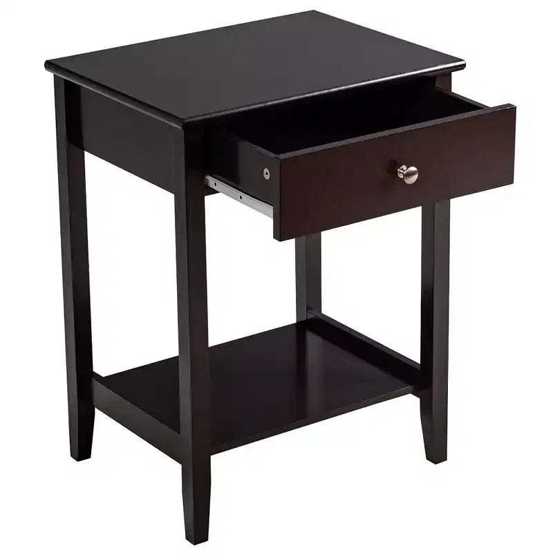 Costway Nightstand End Table Storage Display Bedroom Furniture Drawer Shelf Beside White\Brown\Grey