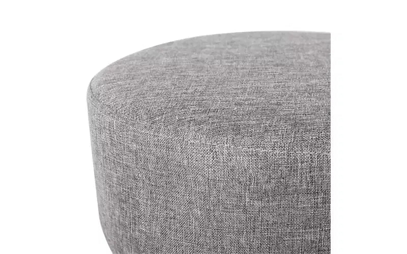 Linen Foot Stool Ottoman with Wood Legs - Grey