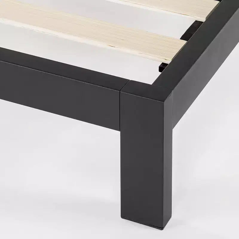 Classic Metal Platform Bed with Headboard Black
